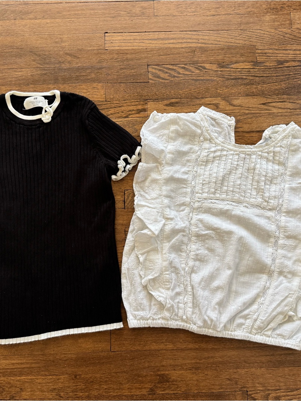 H&M Black Knit Top and white blouse size 8-10- Kids